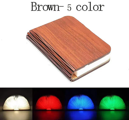 Illuminate Your Space with the Creative 3D Folding LED Night Light - A Fun RGB Wooden Book Lamp Perfect for Kids' Birthdays!