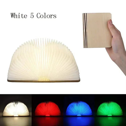 Illuminate Your Space with the Creative 3D Folding LED Night Light - A Fun RGB Wooden Book Lamp Perfect for Kids' Birthdays!