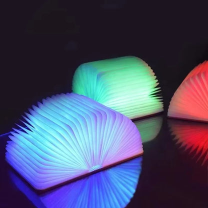 Illuminate Your Space with the Creative 3D Folding LED Night Light - A Fun RGB Wooden Book Lamp Perfect for Kids' Birthdays!